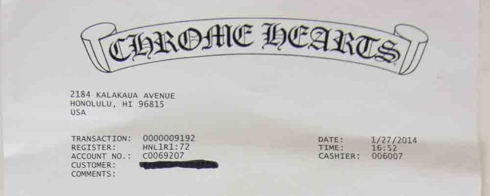 クロムハーツ インボイス印字画像