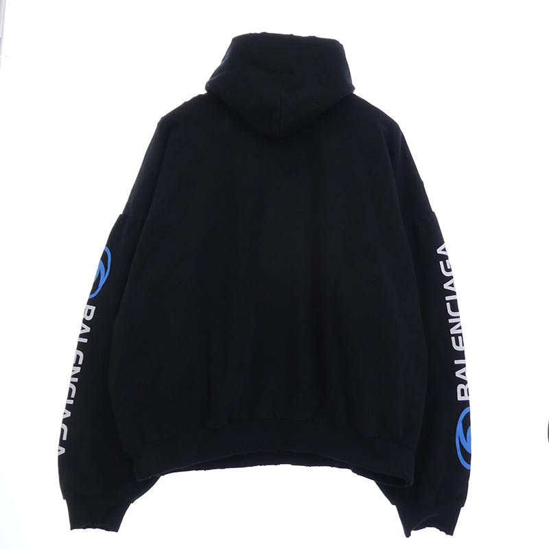 バレンシアガ 24SS 761458 TPVU7 Surfer Round Hoodie サーファー ラウンド ロゴプリント ダメージ加工 プルオーバー パーカー フーディー 買取実績 画像
