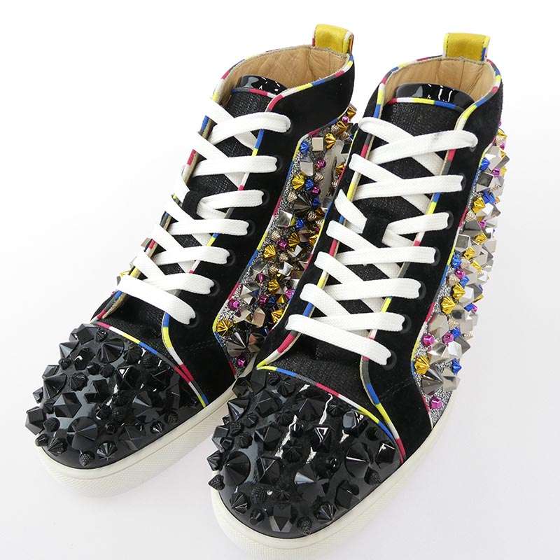クリスチャンルブタン REMIX FLAT PAT スパイク スタッズ ハイカットスニーカー 買取実績 画像