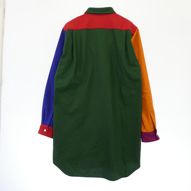 コムデギャルソンオムプリュス 25AW PP-B032-051 ウールナイロン パッチワーク 長袖 ロング ドレスシャツ 買取実績 画像