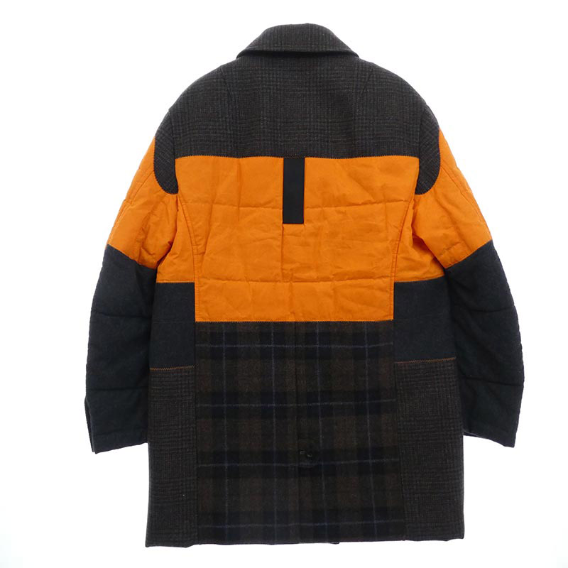 ジュンヤワタナベコムデギャルソンマン 25AW WP-C005 Wネーム ドッキング パッチワーク コート ジャケット 買取実績 画像
