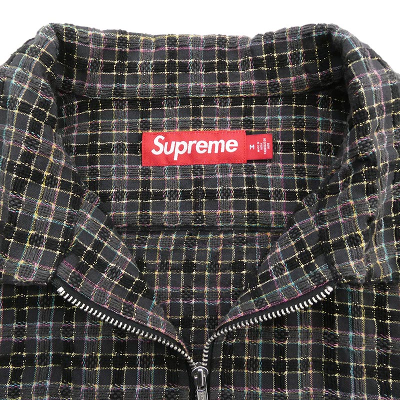 シュプリーム 25AW Metallic Plaid Zip Up Shirt Washed Black メタリック チェック ジップアップ シャツ 買取実績 画像