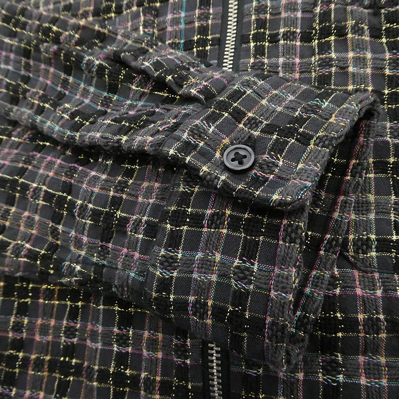 シュプリーム 25AW Metallic Plaid Zip Up Shirt Washed Black メタリック チェック ジップアップ シャツ 買取実績 画像