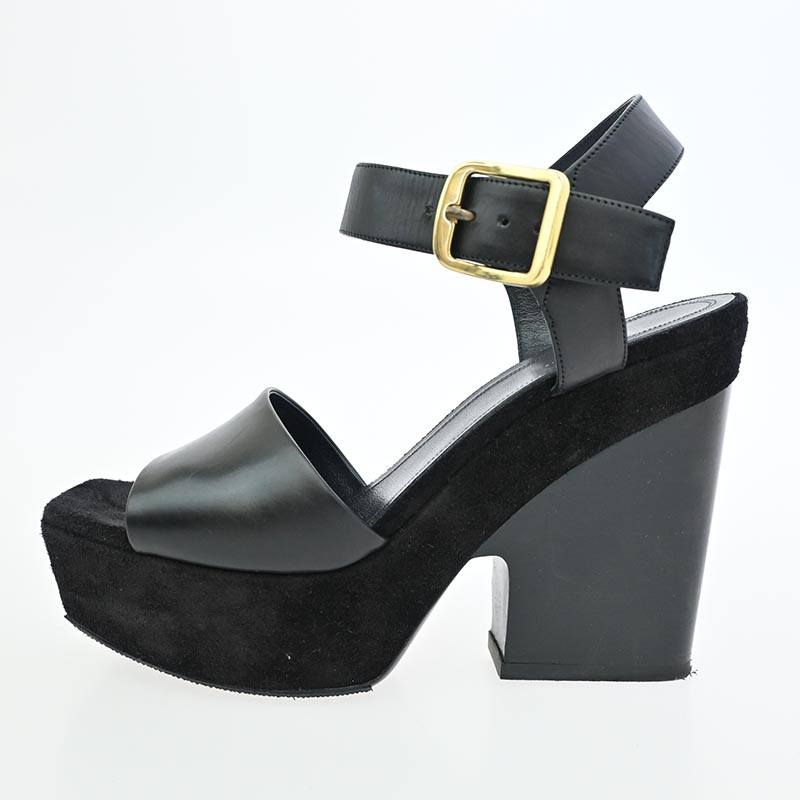 セリーヌ 317773CPZC Wedge Sandal アンクルストラップ ベルベット ウェッジ サンダル 買取実績 画像