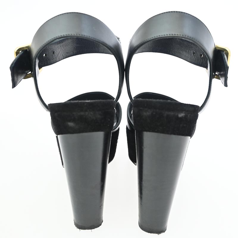 セリーヌ 317773CPZC Wedge Sandal アンクルストラップ ベルベット ウェッジ サンダル 買取実績 画像