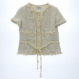 シャネル P24960W03484 05C Collarless Single Breasted Tweed Jacket ノーカラー シングル ブレスト ツイード 半袖 ジャケット 買取実績 画像