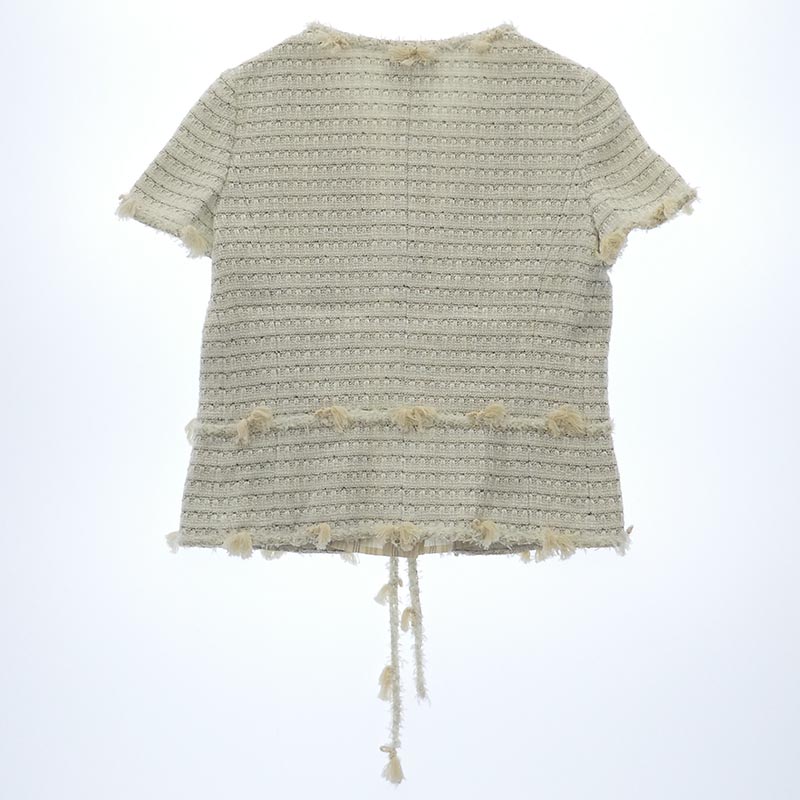 シャネル P24960W03484 05C Collarless Single Breasted Tweed Jacket ノーカラー シングル ブレスト ツイード 半袖 ジャケット 買取実績 画像