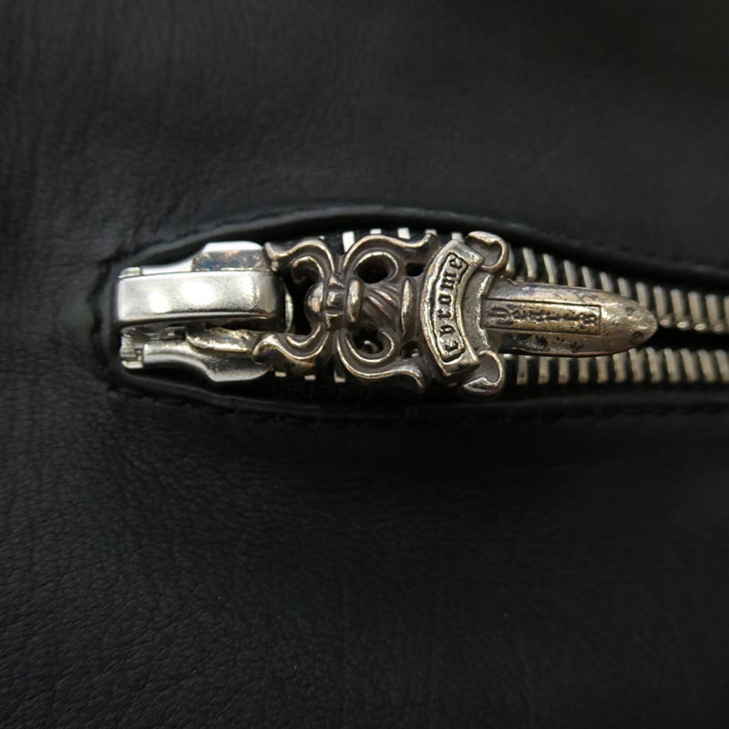 クロムハーツ（原本無） 純正ガーメントケース付属 クロスボールボタン ダガージップ スクロールラベル ガンスリンガー レザー セミダブルライダース ジャケット 買取実績 画像