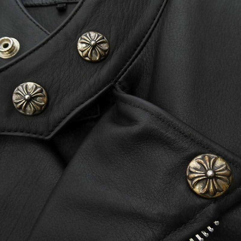 クロムハーツ（原本無） 純正ガーメントケース付属 クロスボールボタン ダガージップ スクロールラベル ガンスリンガー レザー セミダブルライダース ジャケット 買取実績 画像