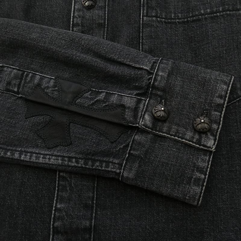 クロムハーツ（原本無） DENIM LOOSEEND 袖レザークロスパッチ クロスボールボタン ルーズエンド 長袖 デニムシャツ 買取実績 画像