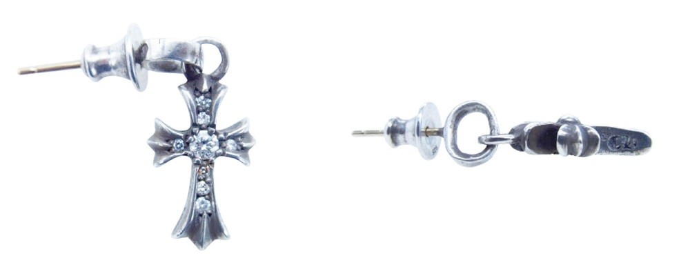 クロムハーツ ベイビーファット PAVE ダイヤ ピアス シルバー系画像