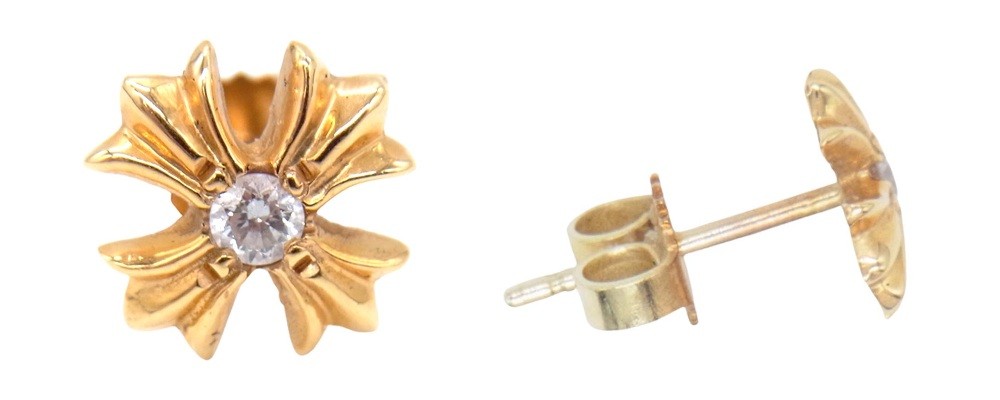 クロムハーツ 22K CHプラス スタッド ピアス ゴールド系画像