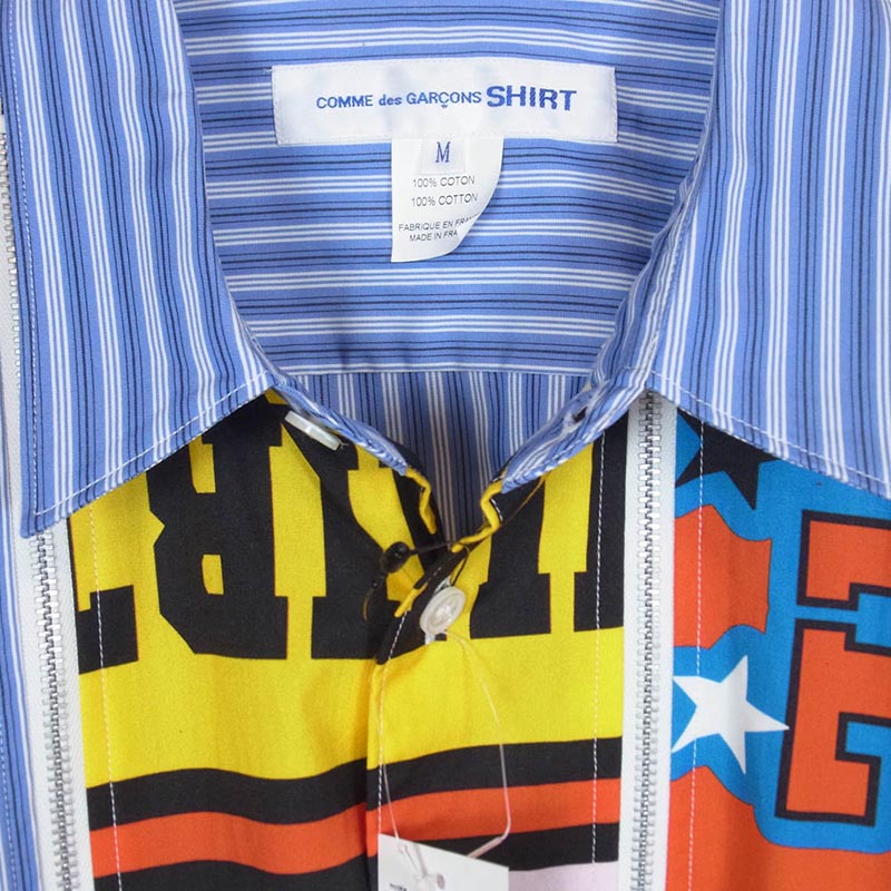 コムデギャルソン 25AW FP-B012-W25 SHIRT シャツ yarn dyed cotton stripe x cotton poplin print ジップデザイン ヤーン ダイド コットンストライプ ポプリン 長袖 シャツ 買取実績 画像