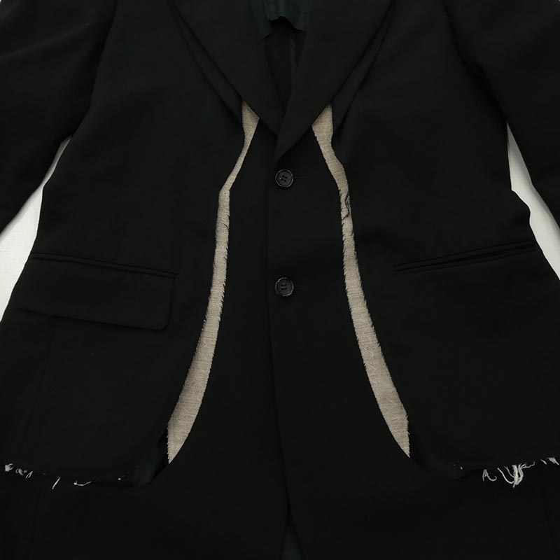 コムデギャルソンオムプリュス 23SS PK-J050 ANOTHER KIND OF PUNK期 Tailored Jacket フロント二重 レイヤードデザイン 裾切りっぱなし加工 テーラードジャケット 買取実績 画像