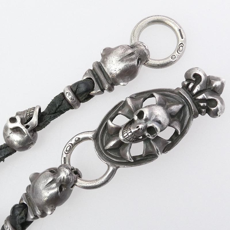 ガボール Gaboratory ガボラトリー マリア ギャランティ付属 スカルオンクロスオーバルクラウンキーパー 2パンサーヘッド 11スカル ブレイデッドレザー ウォレットチェーン 買取実績 画像