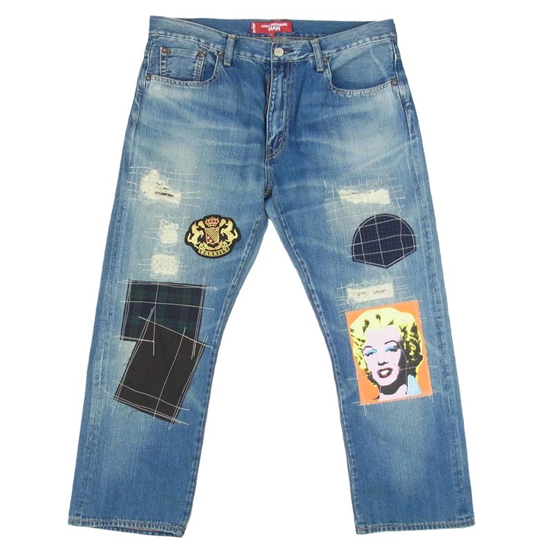 ジュンヤワタナベコムデギャルソンマン WK-P211 Levi’s Andy Warhol リーバイス 綿 セルヴィッチ アンディ・ウォーホル パッチワーク デニム パンツ 買取実績