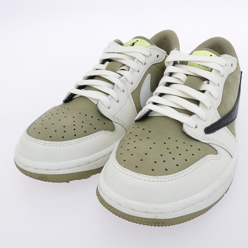ナイキ ジョーダン FZ3124-200 × Travis Scott Air Jordan 1 Low Golf NRG Neutral Olive トラヴィススコット AJ1 エアジョーダン ロー ゴルフ スニーカー FB鑑定済 買取実績 画像