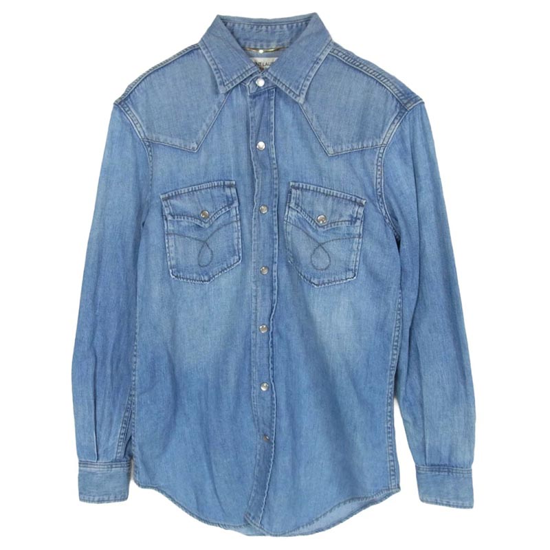 サンローラン 374936 Y480G エディ期 ウォッシュ加工 デニム ウエスタン 長袖 シャツ 買取実績