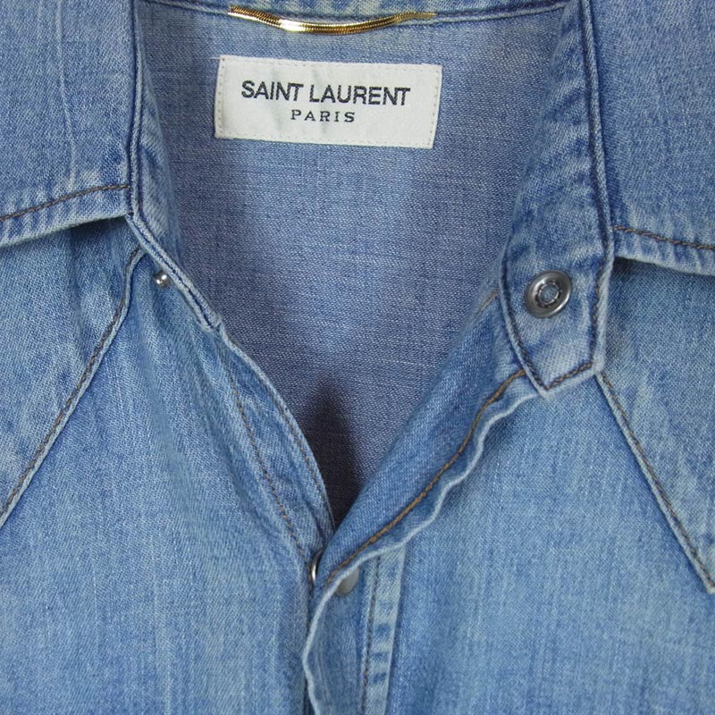 サンローラン 374936 Y480G エディ期 ウォッシュ加工 デニム ウエスタン 長袖 シャツ 買取実績 画像