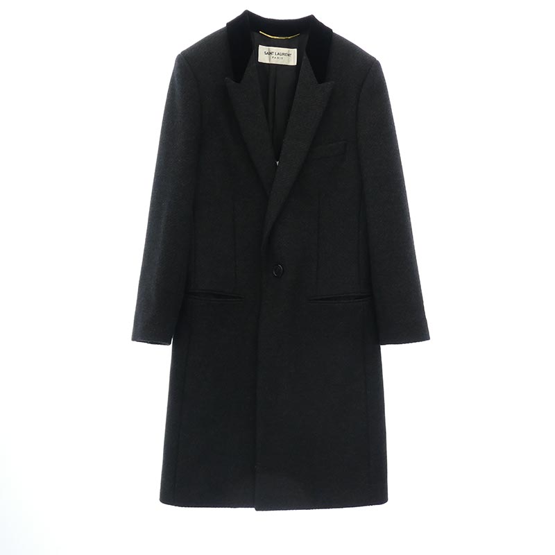 サンローラン 495443 Y039R ベロア 切替 ロング チェスターコート 買取実績