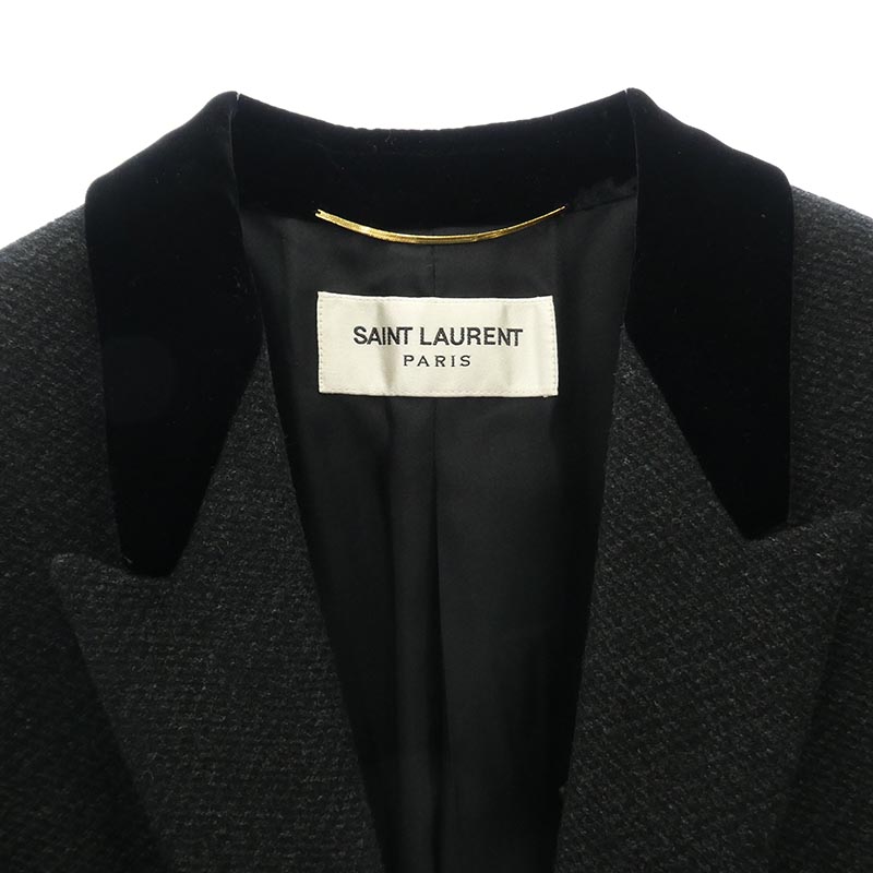 サンローラン 495443 Y039R ベロア 切替 ロング チェスターコート 買取実績 画像