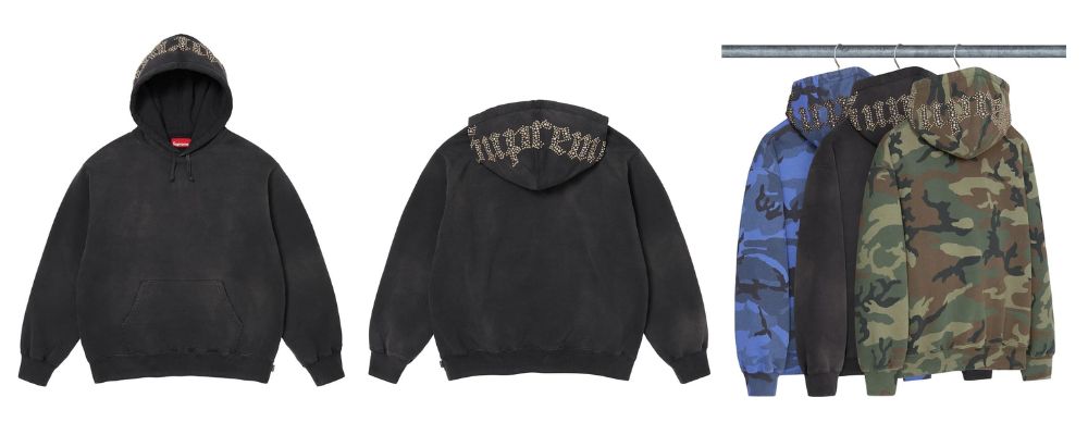 Supreme 2026SS Week7発売予定アイテムまとめ｜ブランド古着買取専門店LIFEOverdyed Studded Hooded Sweatshirt ￥51,700画像
