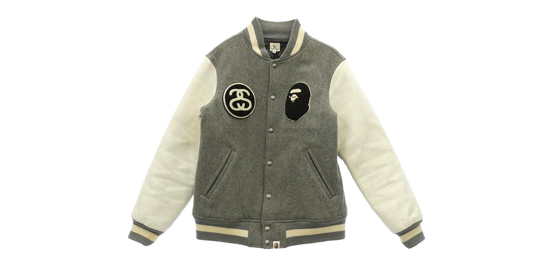 アベイシングエイプ 11SS × STUSSY 30周年記念 モデル Varsity jacket 買取実績