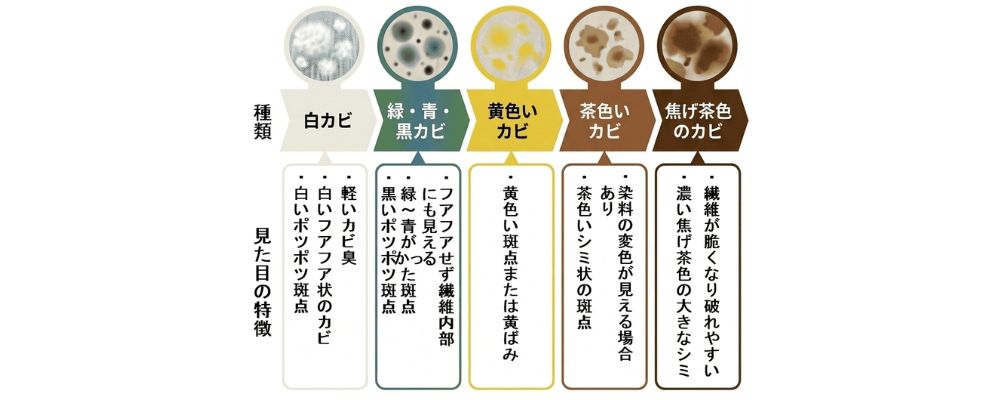 服のカビ対策完全ガイド白カビ・黒カビ・色付きカビの違い画像