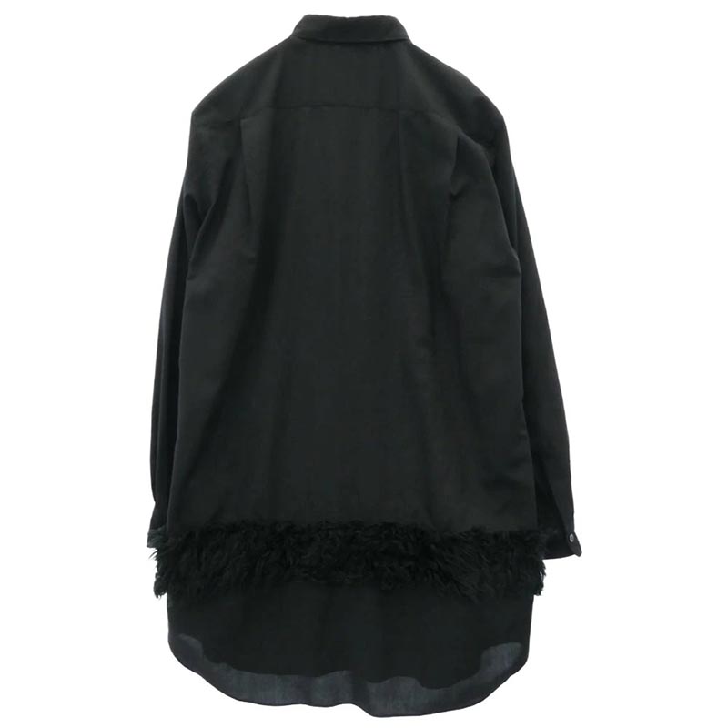コムデギャルソンオムプリュス 23AW PL-B016 フェイクファー 切替 ロングスリーブ 長袖 ボタンダウン シャツ 買取実績 画像