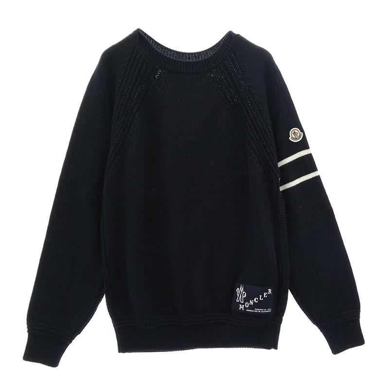 モンクレール 23AW I20919C00019 M1121 モンクレールジャパンタグ フェルトワッペン ラグランスリーブ クルーネック ニットセーター 買取実績