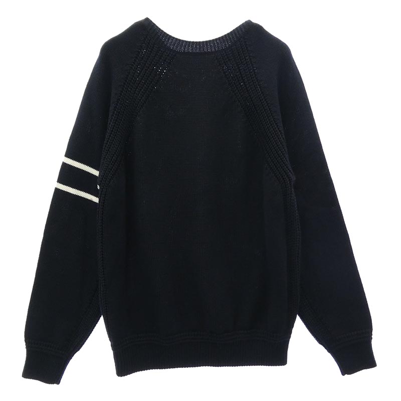 モンクレール 23AW I20919C00019 M1121 モンクレールジャパンタグ フェルトワッペン ラグランスリーブ クルーネック ニットセーター 買取実績 画像
