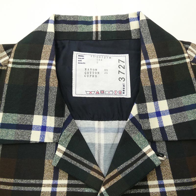 サカイ 25SS 25-03727M Plaid Print Shirt チェック プリント オープンカラー 開襟 半袖 シャツ 買取実績 画像