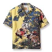 サンサーフ SS38471 SP 伊藤若冲 動植綵絵 紫陽花双鷄図 アロハ ハワイアンシャツ 画像