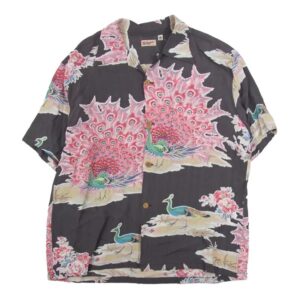 サンサーフ SS39214 RAYON HAWAIIAN SHIRT PIKAKE 和柄 孔雀 レーヨン ハワイアン 半袖 シャツ ピカケ チャコール系 買取実績