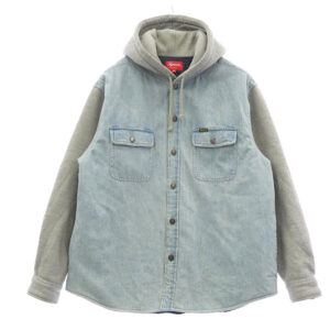 シュプリーム 22AW Fleece Hooded デニムシャツ フード付 スウェットコンビ 裏地キルティング ジャケット 買取実績 画像