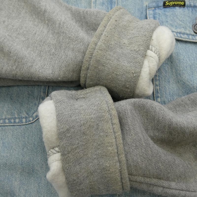 シュプリーム 22AW Fleece Hooded デニムシャツ フード付 スウェットコンビ 裏地キルティング ジャケット 買取実績 画像