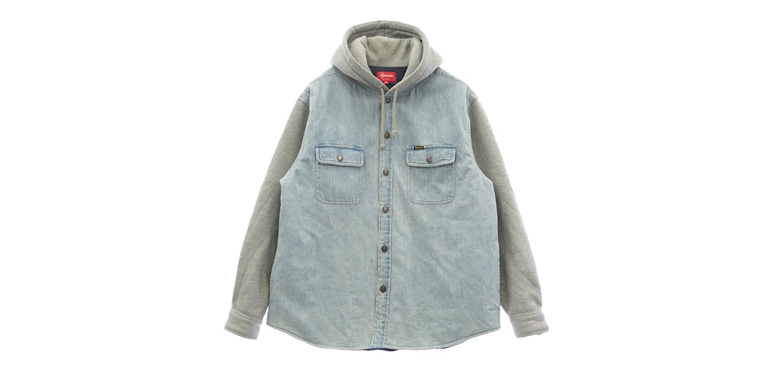 シュプリーム 22AW Fleece Hooded デニムシャツ フード付 スウェットコンビ 裏地キルティング ジャケット 買取実績