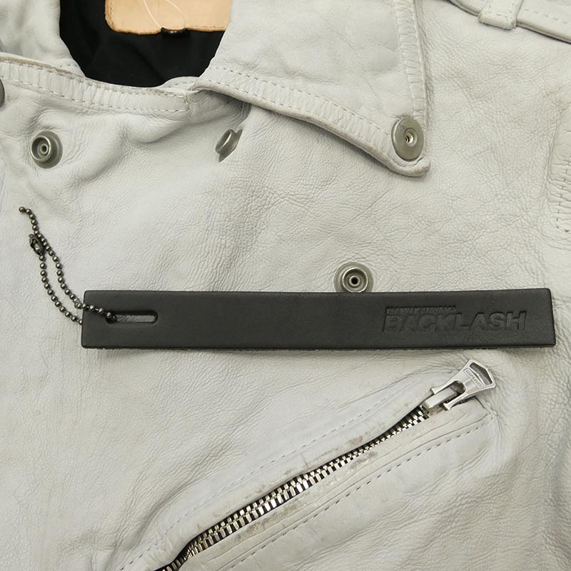 イサムカタヤマバックラッシュ 1927-07 JAPAN CALF NATURAL DYED GARMENT WASH DOUBLE RIDERS ジャパンカーフ レザー 先染め製品洗い ダブルライダース 買取実績 画像