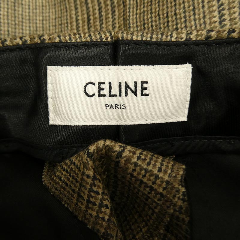 セリーヌ 2P555983N Skate Pants Prince Of Wales Check Wool スケートパンツ プリンスオブウェールズ チェック ウール スラックス 買取実績 画像