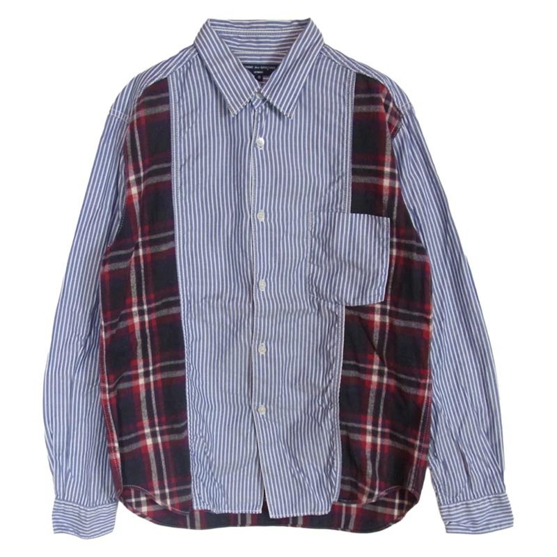 コムデギャルソンオム 11AW HH-B034 AD2011 異素材切替 チェック ストライプ 長袖 シャツ 買取実績