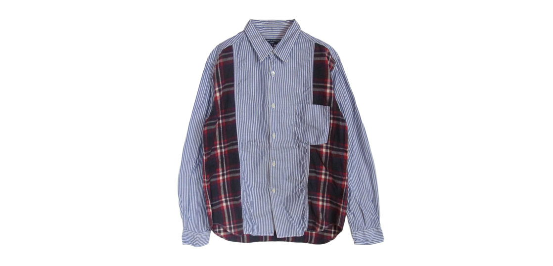 コムデギャルソンオム 11AW HH-B034 AD2011 異素材切替 チェック ストライプ 長袖 シャツ 買取実績