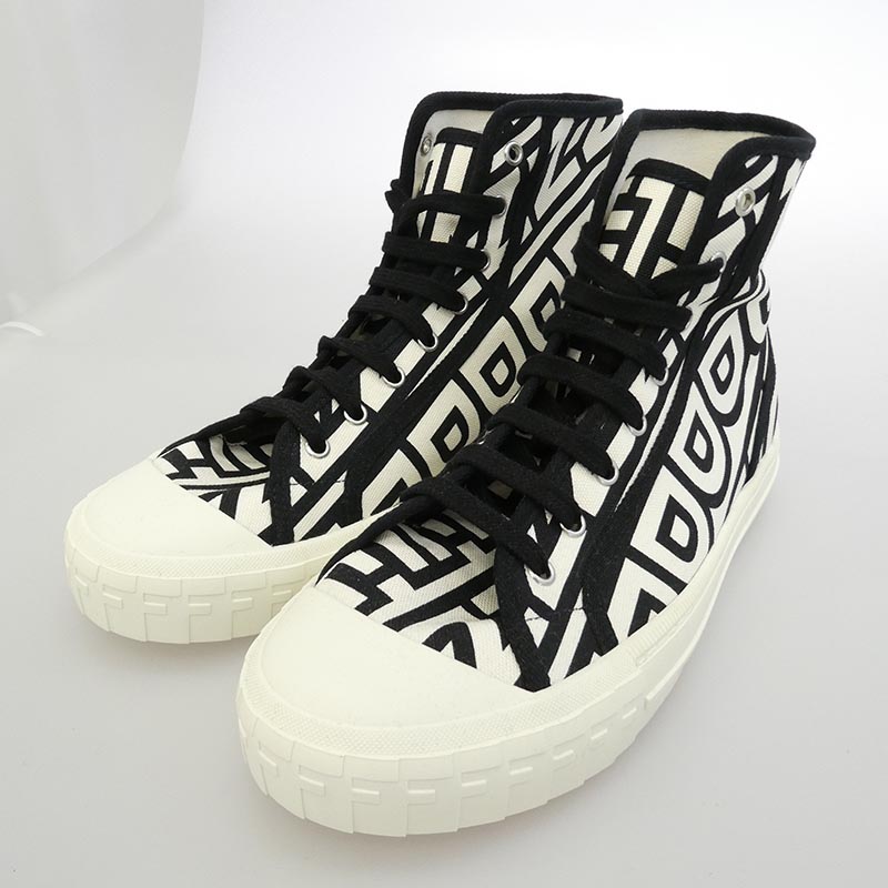 フェンディ × MARC JACOBS マークジェイコブス 7E1570 Domino ドミノ ズッカ 総柄 キャンバス ハイカット スニーカー 買取実績 画像