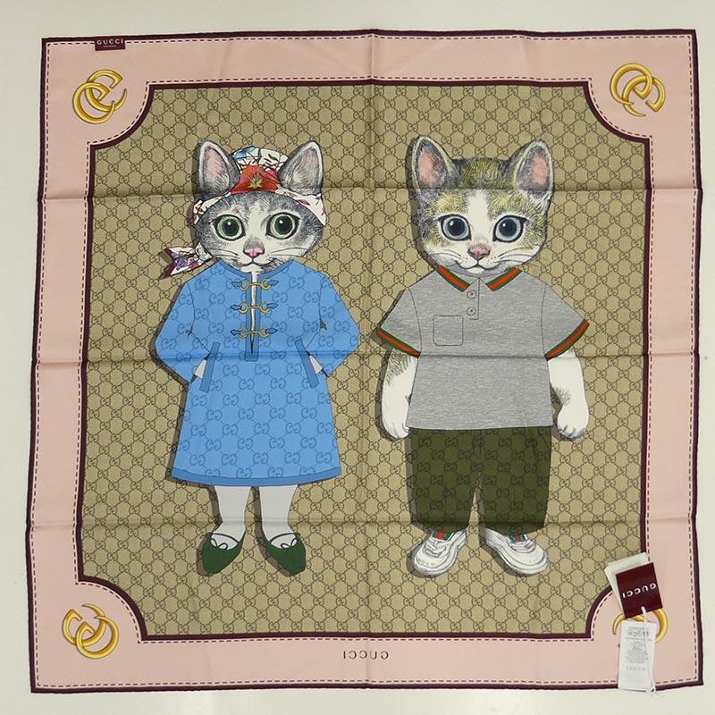 グッチ 848288 3G001 6172 × Yuko Higuchi Printed Silk Scarf Japan Exclusive ヒグチユウコ プリント 日本限定 シルク スカーフ 買取実績 画像