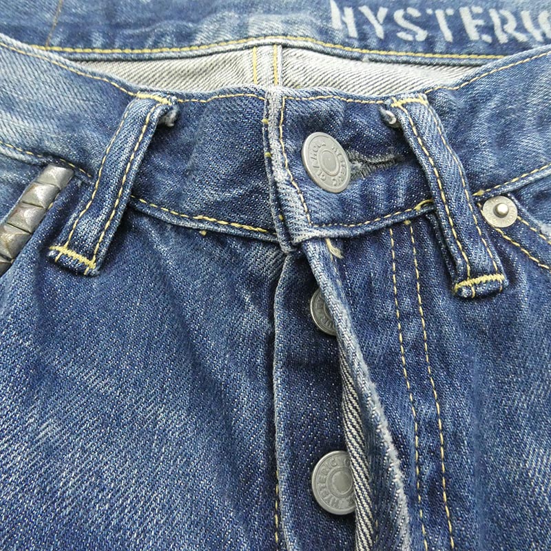 ヒステリックグラマー 24SS 0241AP10 RSM加工 スタッズ ボタンフライ スリムストレート ジーンズ デニムパンツ 買取実績 画像