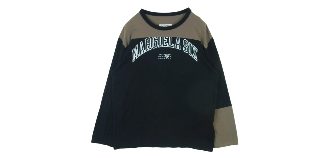 メゾンマルジェラ 25SS SH0NH0010 MM6 バイカラー ロゴ プリント 長袖 カットソー 買取実績