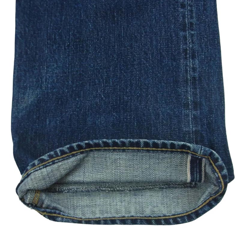 RRL ロゴ刺繍 セルビッチ ボタンフライ ダメージ加工 デニム パンツ 買取実績 画像