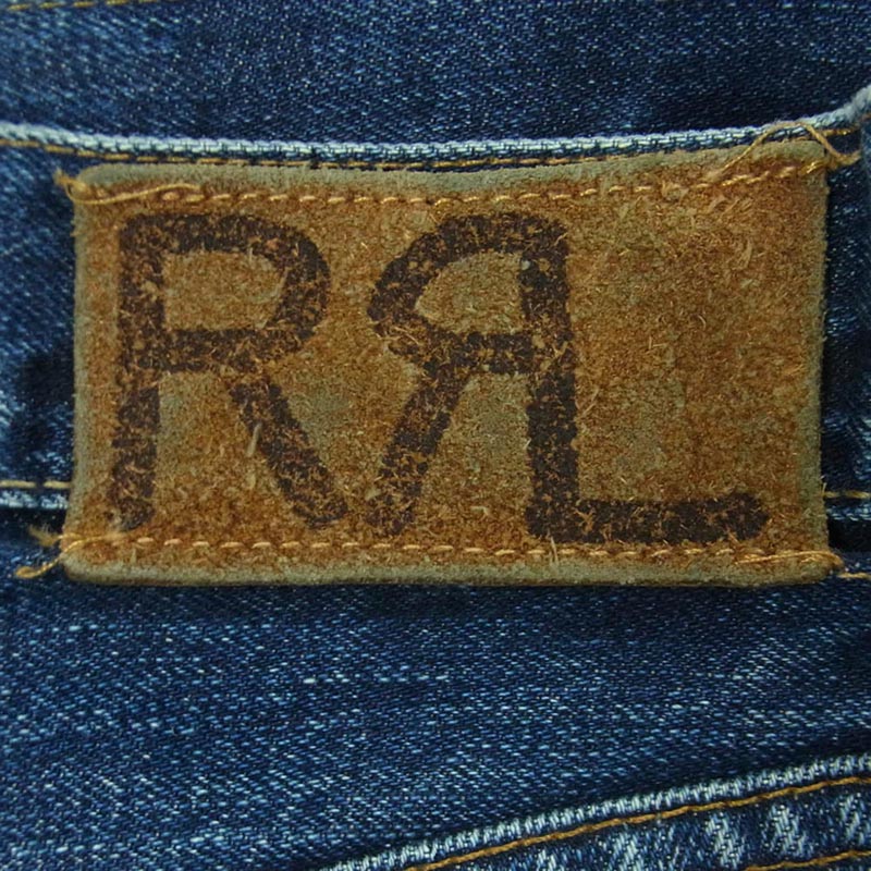 RRL ロゴ刺繍 セルビッチ ボタンフライ ダメージ加工 デニム パンツ 買取実績 画像