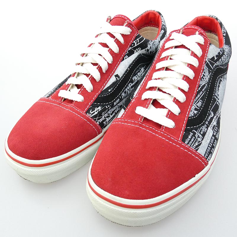 シュプリーム 04AW x VANS バンズ US SKATE OLD SKOOL FBI Print オールドスクール レッド ホワイト ローカット スニーカー 買取実績 画像