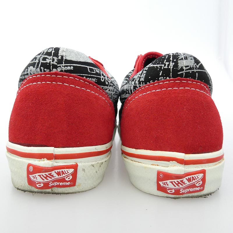 シュプリーム 04AW x VANS バンズ US SKATE OLD SKOOL FBI Print オールドスクール レッド ホワイト ローカット スニーカー 買取実績 画像