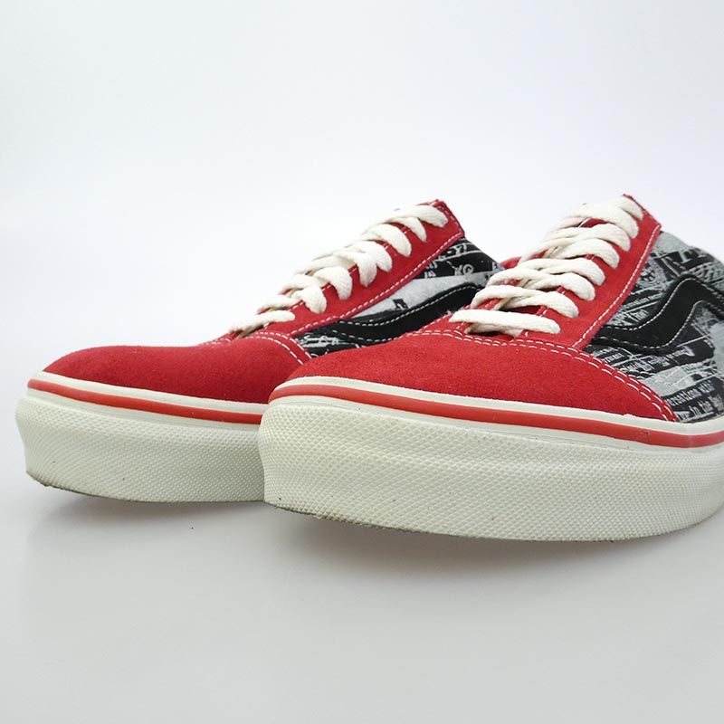 シュプリーム 04AW x VANS バンズ US SKATE OLD SKOOL FBI Print オールドスクール レッド ホワイト ローカット スニーカー 買取実績 画像